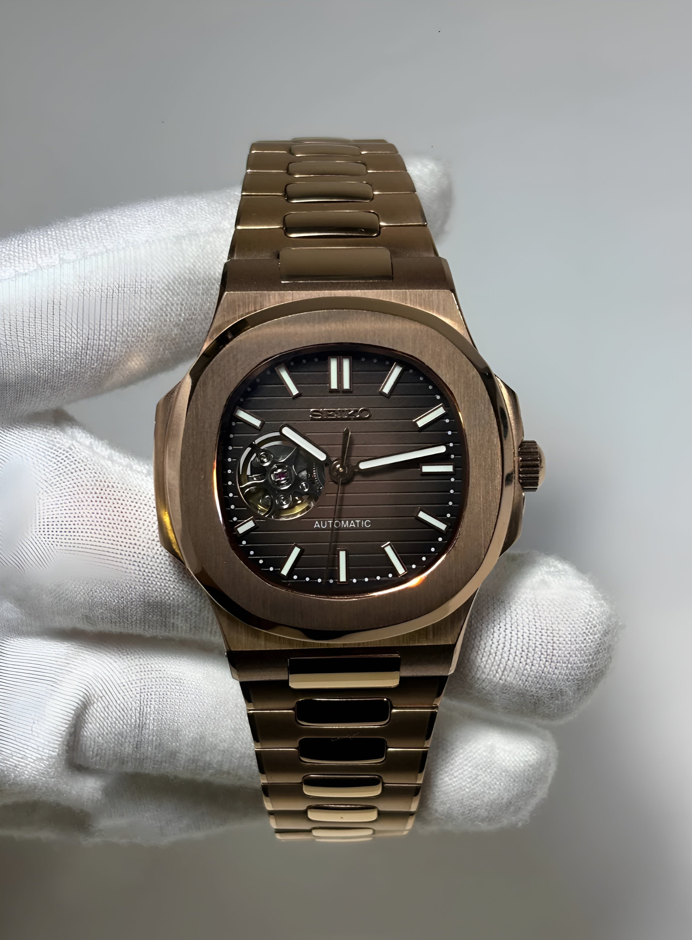 Seiko Mod Open Heart Rosé Gold