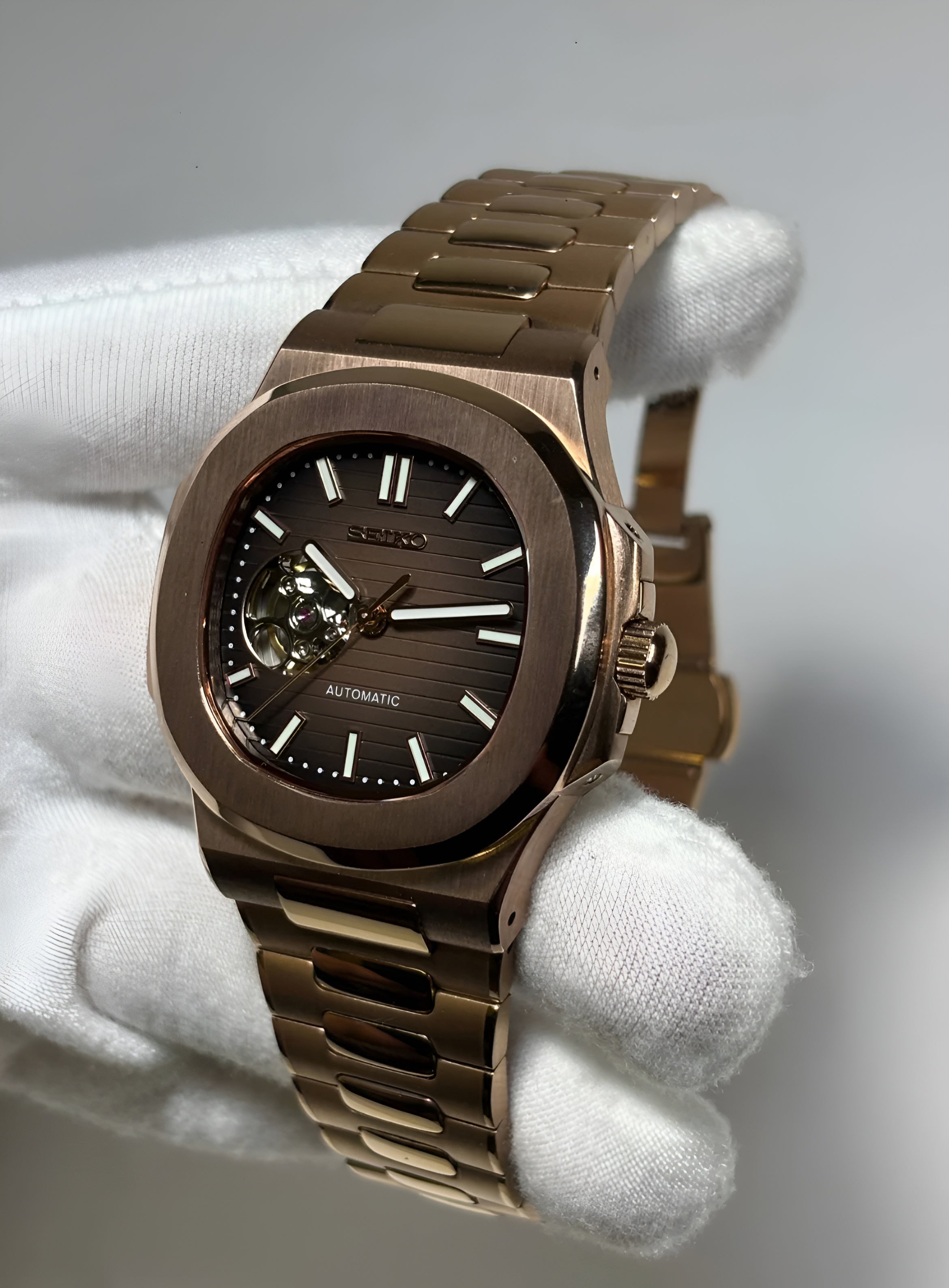 Seiko Mod Open Heart Rosé Gold